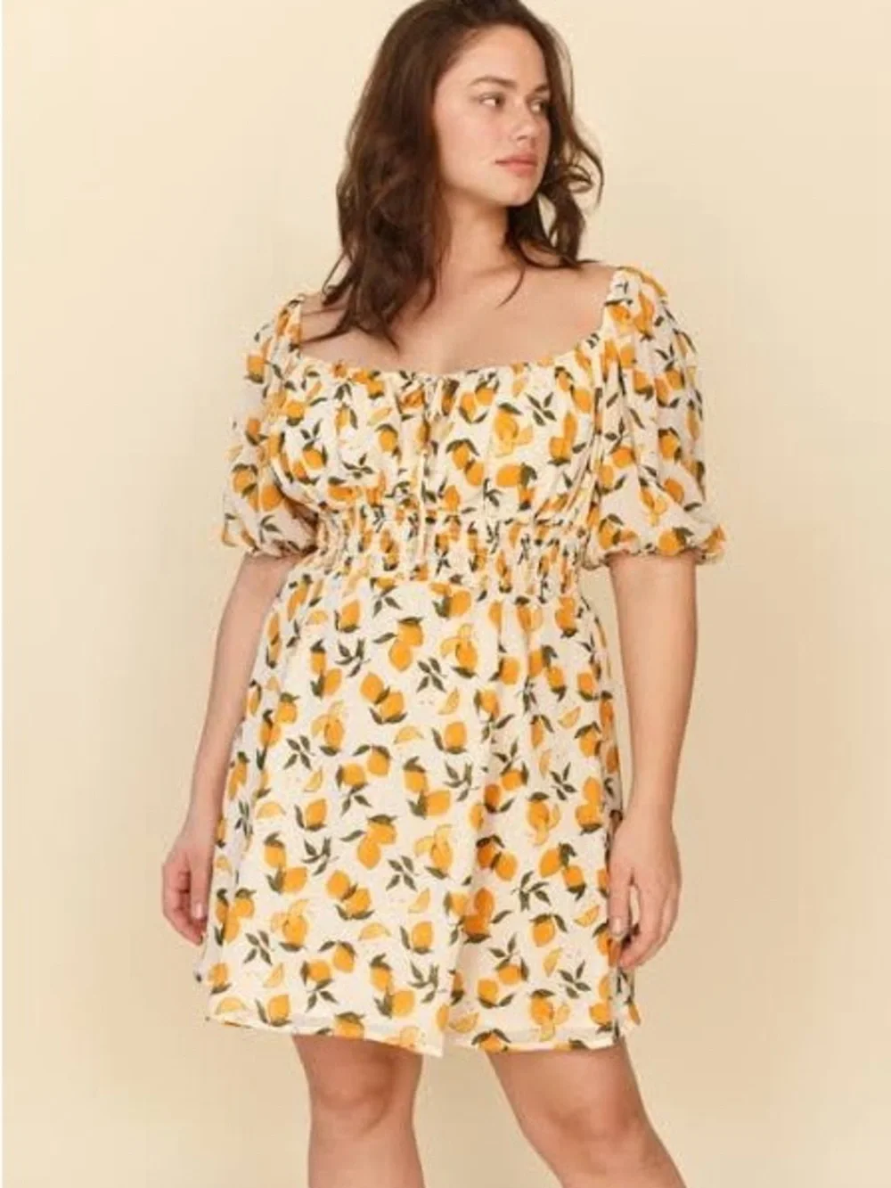 Reformation White Lemon-Print Mini Dress with Yellow and Green - Picture 4 of 6